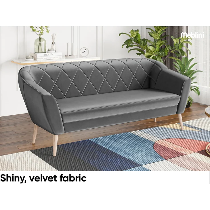 MEBLINI Mini Sofa Set 3-2 für Wohnzimmer - Mini Lounge für fünf Personen - Küchensofa - Sofa Klein - Sitzgarnitur - Polstergarnitur - Sofagarnituren - GISELA - 3+2 - Dunkelgrau Samt – Bild 4