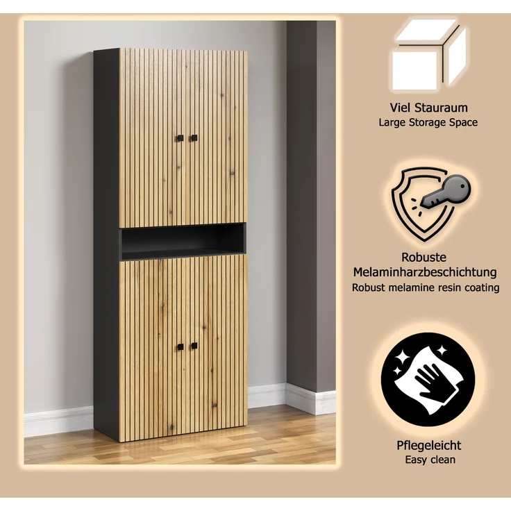 trendteam Hochschrank (Hochschrank) Badschrank Badhochschrank 70 x 188 x 31 cm – Bild 9