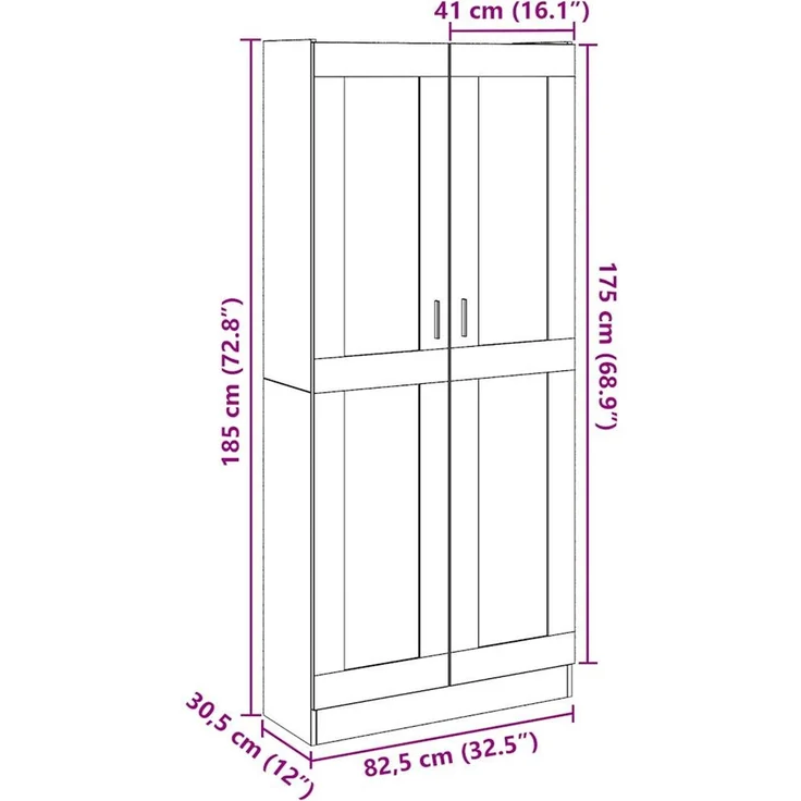 vidaXL Highboard Artisan-Eiche 82,5x30,5x185 cm Holzwerkstoff 3318721 – Bild 9