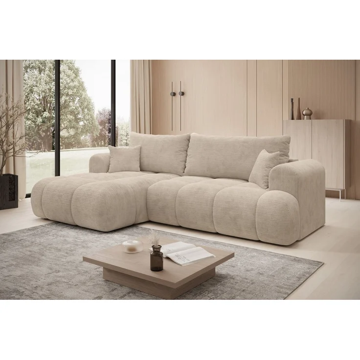 thematys Ecksofa TREVIO 260 x 165 cm, mit Schlaffunktion, mit Bettkasten, Beige (Poso 105), Ausrichtung links – Bild 2
