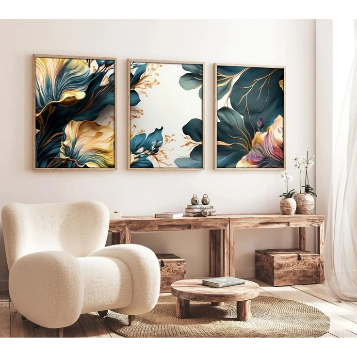 Wallity Leinwandbild Painting: 100% MDF (Thickness: 3 mm), 35x50 cm (3 Pieces) E1549, (3 St) – Bild 1
