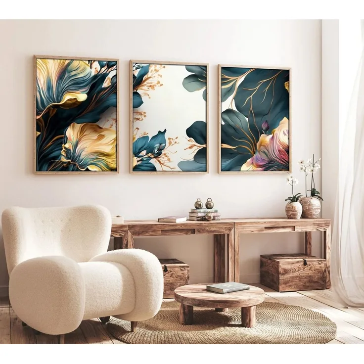 Wallity Leinwandbild Painting: 100% MDF (Thickness: 3 mm), 35x50 cm (3 Pieces) E1549, (3 St)