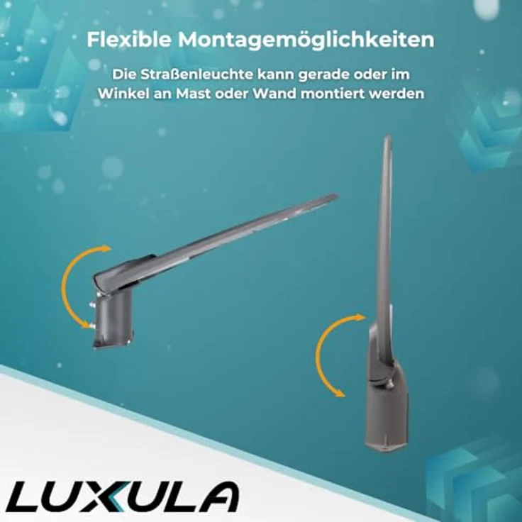 LUXULA LED Straßenlaterne 50W, 3000K Warmweiß, IP65, wetterfest, grau, für Mast- oder Wandmontage, ideal für Hof, Parkplatz und Wege – Bild 5