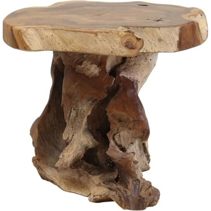 Oriental Galerie Blumenhocker Kleiner Wurzelhocker Teakholz Beistelltisch Unikat 32 cm (1 St) – Bild 7