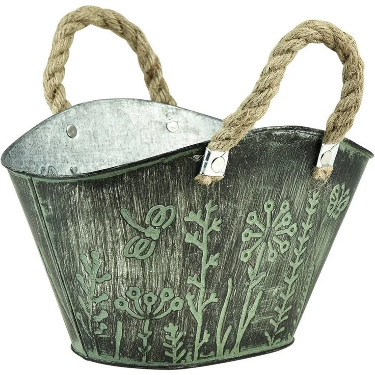 Viana Übertopf Dekorativer Pflanztopf im Vintage-Einkaufstaschen-Design mit – Bild 2