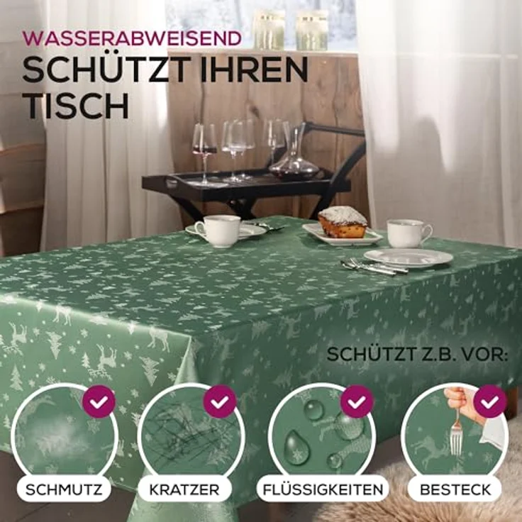 Beautex Tischdecke Lurex Tischdecke Weihnachten, Silber Gold glänzend, Weihnachtstisch (1-tlg) – Bild 3