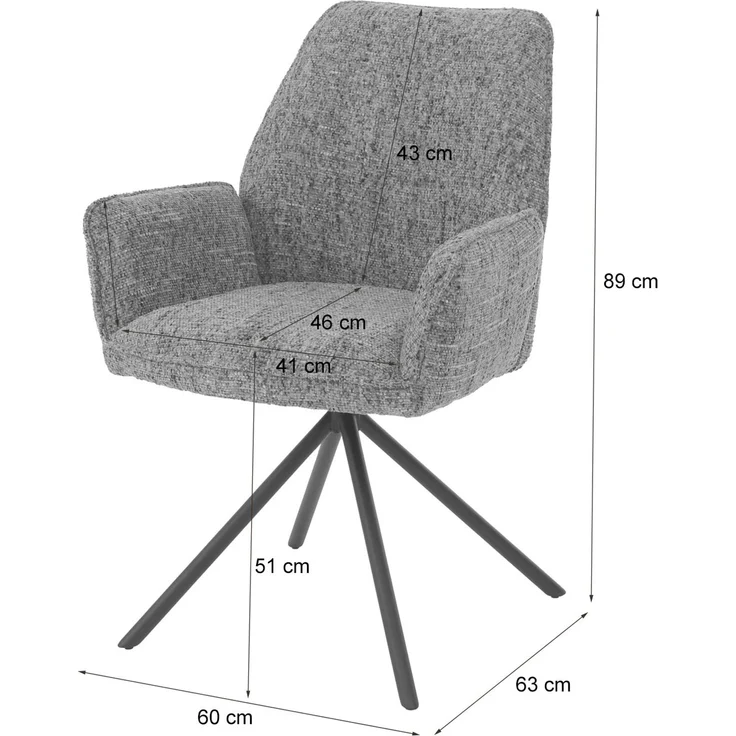 6er-Set Esszimmerstuhl HWC-G67, drehbar Auto-Position Metall Chenille (410g/m²) ~ Gestell schwarz, braun – Bild 3