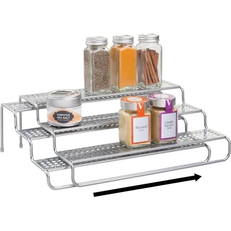 mDesign Gewürzregal Regal Küchenablage Organizer ausziehbar Metall Silber – Bild 4