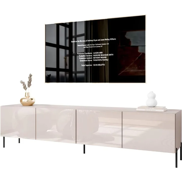 Lookway TV-Schrank TV-Schrank COLGANTE 200 in Kaschmir Hochglanz mit Beinen (2x TV- Schrank) Breite: 200 cm