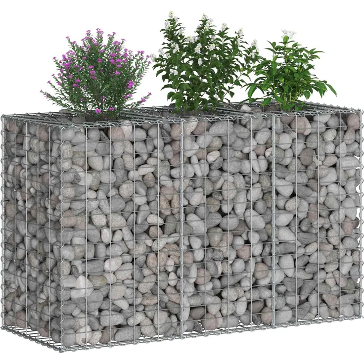 vidaXL Gabionen-Hochbeet 130 x 50 x 80 cm Verzinkter Stahl Silber 42033328 – Bild 3