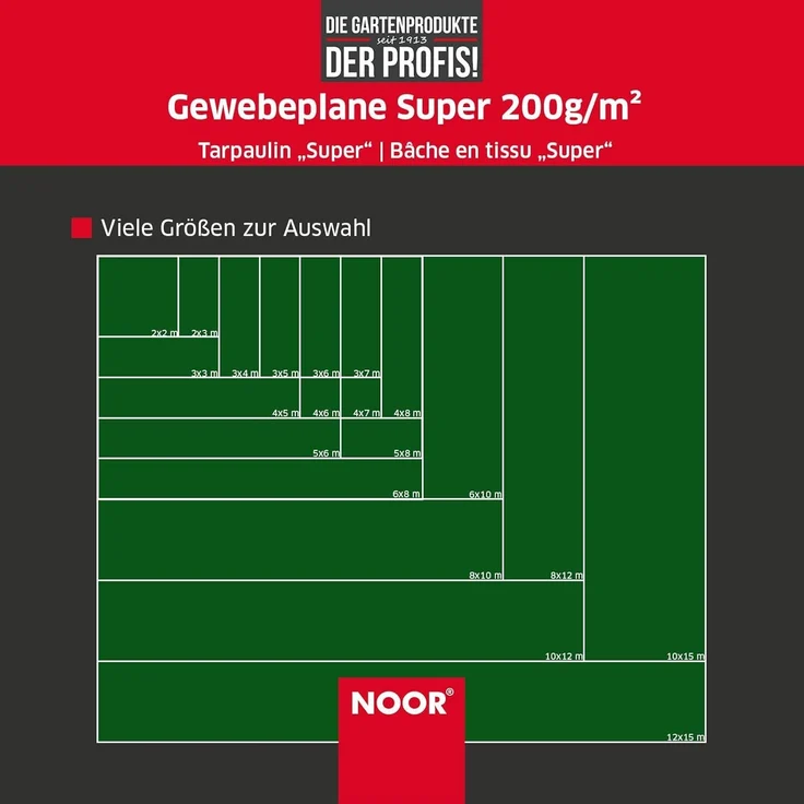 NOOR Abdeckplane SUPER - 200g/m² - 3x6 m - Grün - Allzweckplane für Schutz vor Witterung - Ideal geeignet für Gartenbereich - UV-stabilisiert, beidseitig beschichtet, wasserfest und abwaschbar – Bild 5