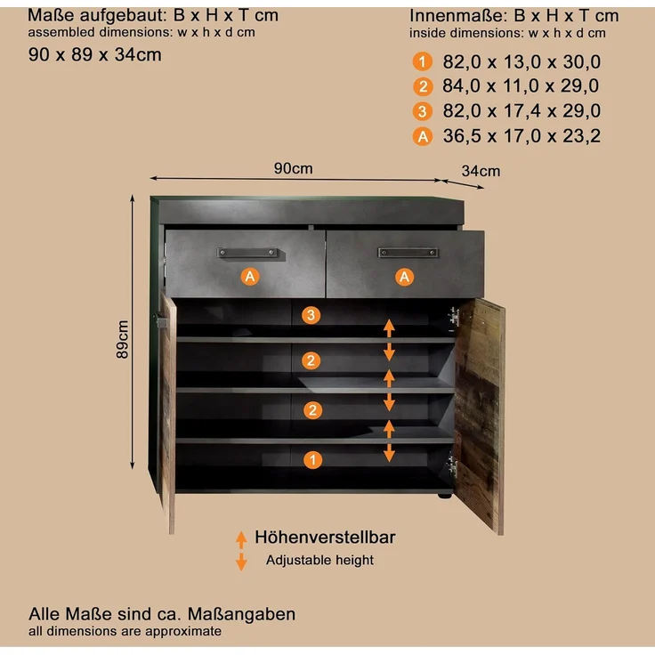 Garderobenset Foundry 4-teilig in Used Wood Shabby und Matera grau 185 cm – Bild 10