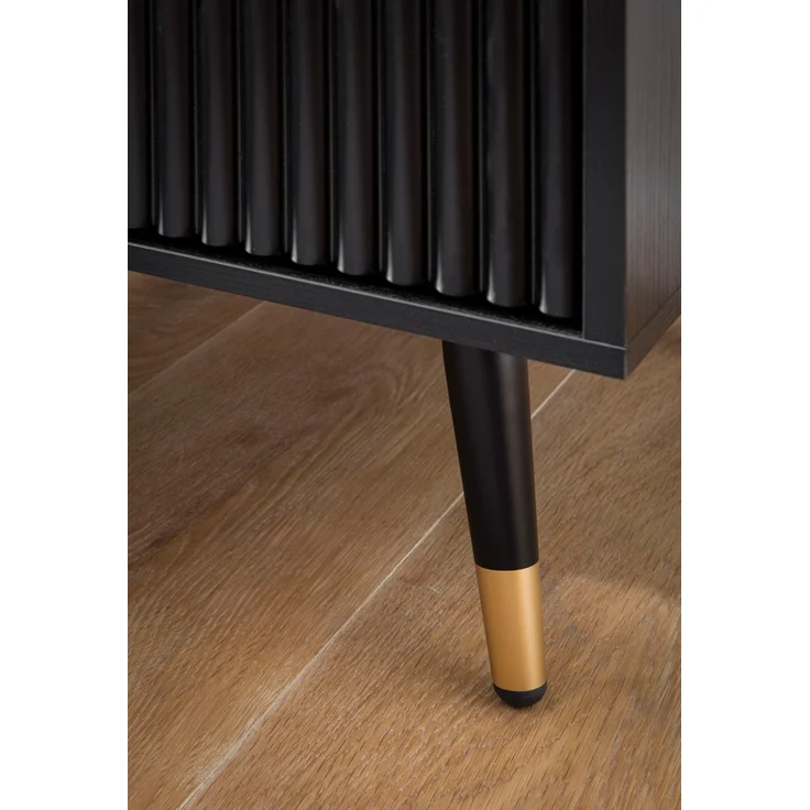 FINEBUY Nachttisch FB105032 (Eiche-Dekor 43,5x39x56 cm, Nachtschrank Schwarz), Nachtkonsolen Schublade, Nachtkästchen Stauraum – Bild 5