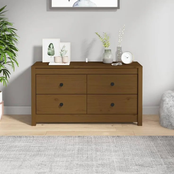 Beistellschrank, Büroschrank, Sideboard Honigbraun 100 x 40 x 54 cm Massivholz Kiefer
