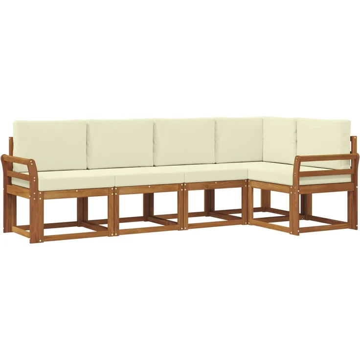 vidaXL Outdoor-Sofagarnitur 5 stk. 5-Sitzer Natur und Creme 3366393 – Bild 2