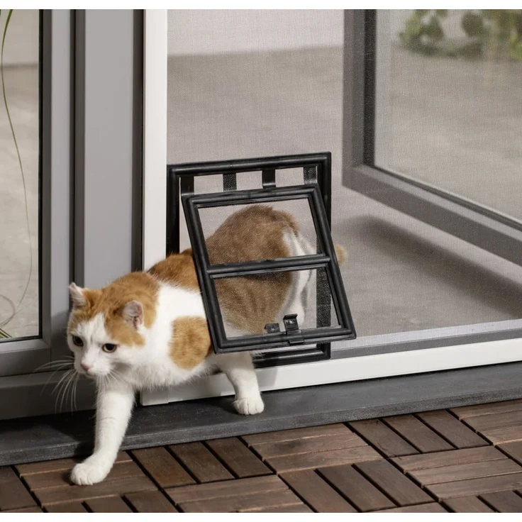 Primaster Katzenklappe für Fliegenschutzfenster 24 x 29 cm anthrazit