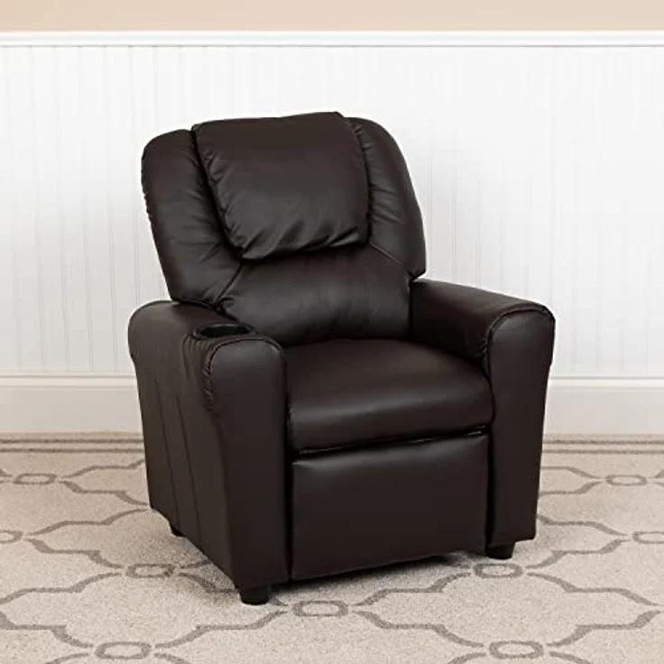 Flash Furniture Kids Recliner with Cup Holder, Leather, Brown LeatherSoft, Set of 1 – Bild 3