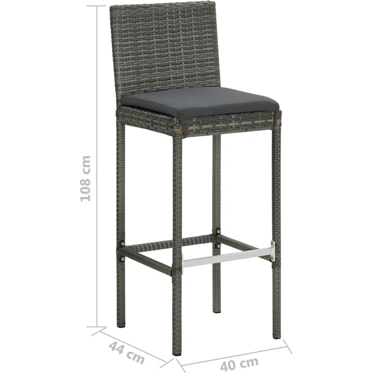 vidaXL Garten-Barhocker mit Kissen 4 Stk. Grau Poly Rattan 316671 – Bild 8