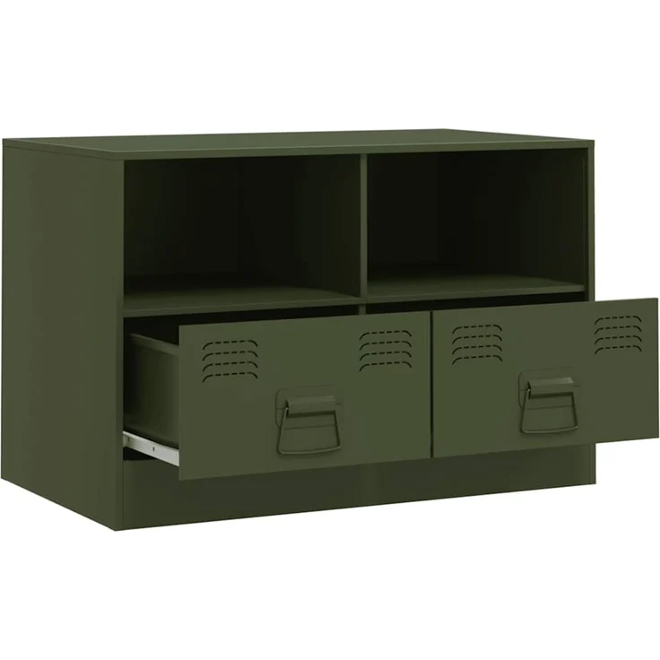 2 pcs TV-Schrank, Lowboard Olivgrün 67x39x44 cm Stahl – Bild 6
