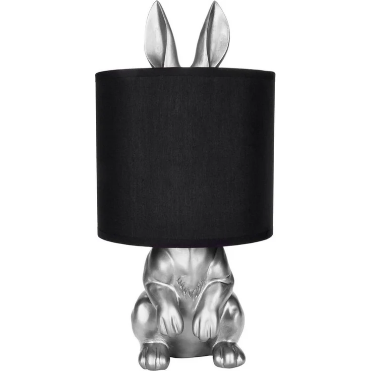 BRUBAKER Nachttischlampe Tischleuchte Hase Gold oder Silber - Tischlampe mit Lampenschirm, ohne Leuchtmittel, Motiv Lampe mit Keramikfuß, Höhe 42 cm – Bild 1