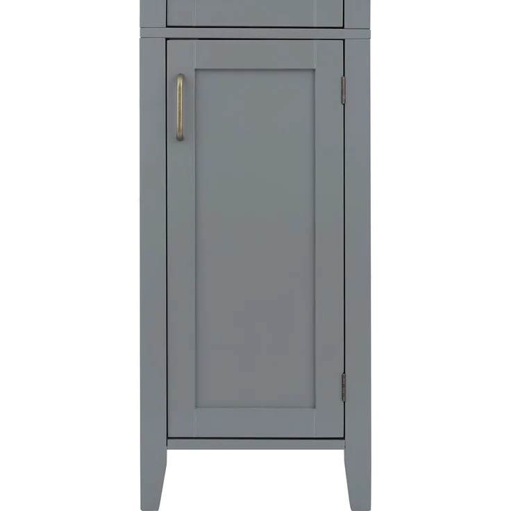 Teamson Home Wooden Badezimmerbades Lagerschrank mit 2 Türen, hoher Badezimmerschrank, graue Badezimmermöbel, verstellbare Lagerung, Mercer -Sammlung – Bild 8