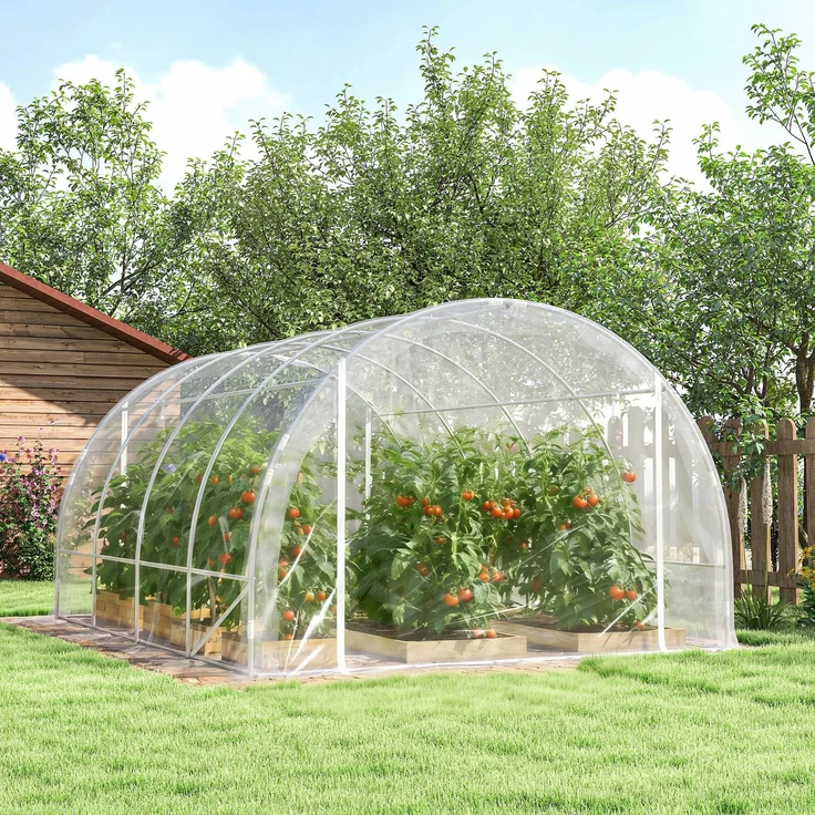 Outsunny Foliengewächshaus, Stahl, PE, Transparent, 297L x 395B x 199H cm – Bild 9