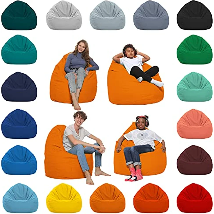 HomeIdeal - Sitzsack XXL Bodenkissen für Erwachsene & Kinder - Geeignet für Gaming oder Entspannen - Indoor wie Outdoor da er Wasserfest ist - mit EPS Perlen, Farbe:Orange, Größe:XL – Bild 2