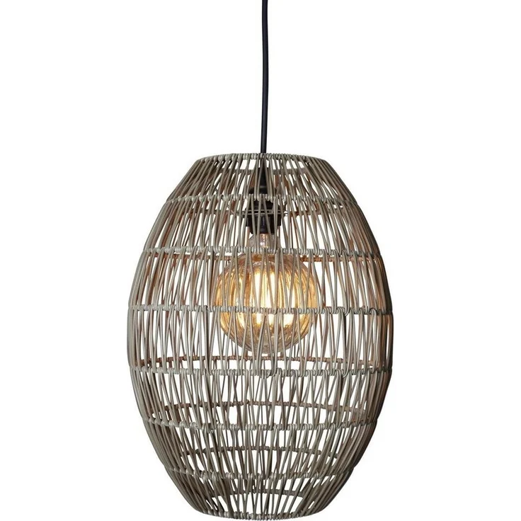 Outdoor Lampenschirm ,Linde' in Rattan-Optik, natur, 40cm – Bild 3