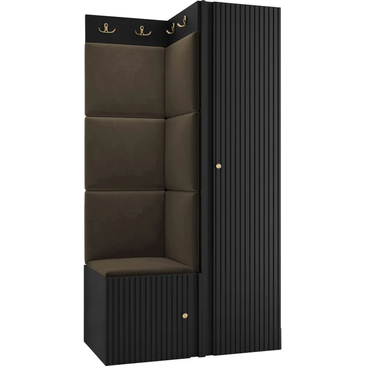 Mirjan24 Garderoben-Set Kirtan Slim XXV (Farbe: Schwarz, Polo 877), 186 x 44 x 82 cm