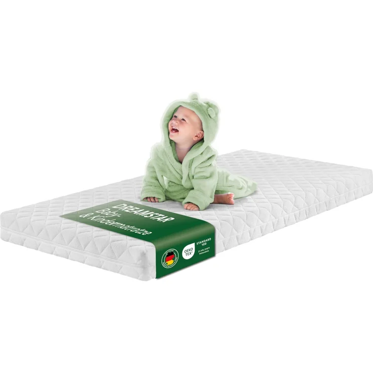 DREAMSTAR Ergo Kids Junior Babymatratze und Kindermatratze mit Trittkante | Öko-TEX® | hautfreundlicher Bezug abnehmbar und waschbar bei 60 Grad | 80x160 cm