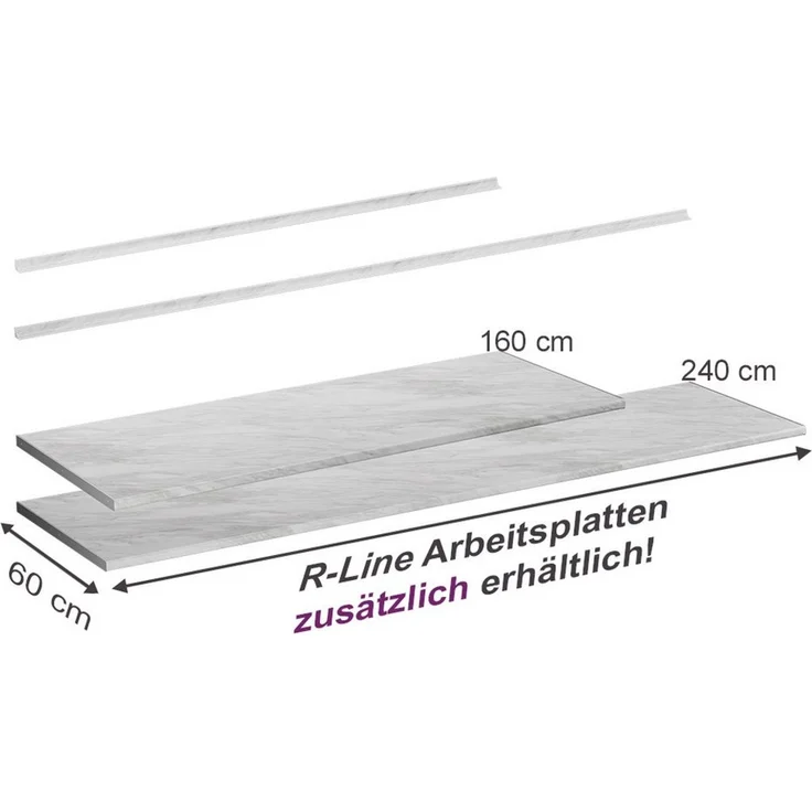 Küchenarbeitsplatte R-Line Weiß/Marmor 240 cm Vicco – Bild 2