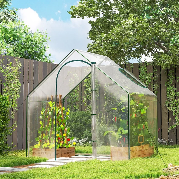 Wohnora-Gartengewächshaus für Balkon oder Terrasse, Tomatengewächshaus, 1,8 m (L) x 1 m (B) x 1,68 m (H), wasserdichter Stahl und Kunststoff, transparent grün,H 1500cm x T 1200cm x B 1050cm – Bild 1