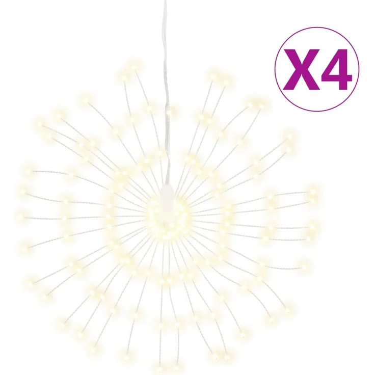 vidaXL Weihnachtsbeleuchtungen Feuerwerk 4 Stk. 140 LEDs Warmweiß 17cm 356220 – Bild 1