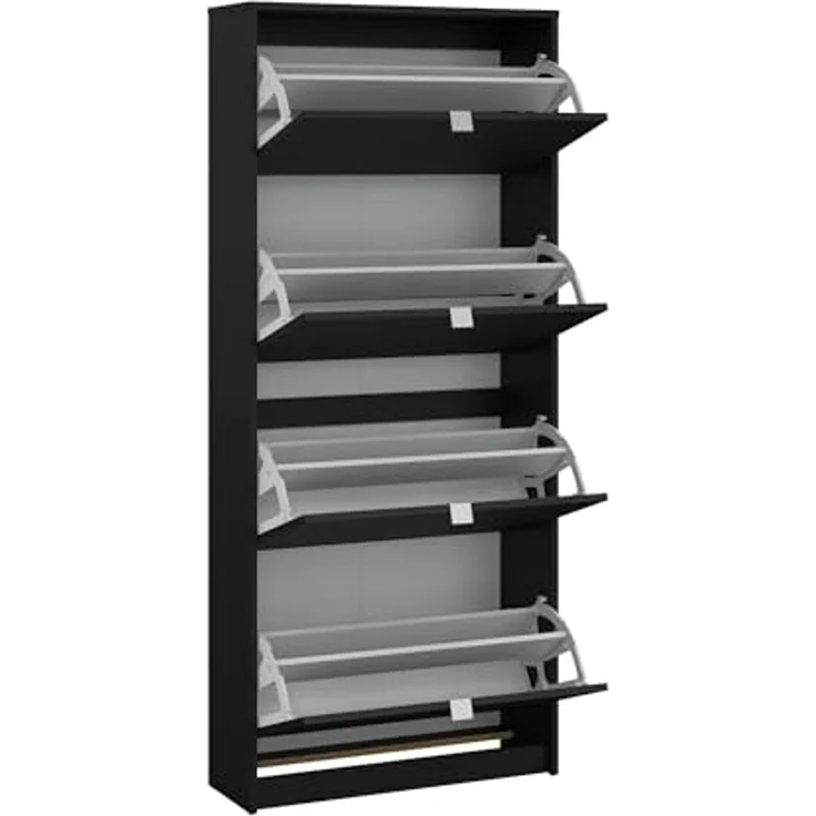 Dmora - Schuhschrank Natalie, Schuhregal, Mehrzweck-Eingangsgarderobe, Möbel für Schuhe, 70x24 h162 cm, Schwarz – Bild 7