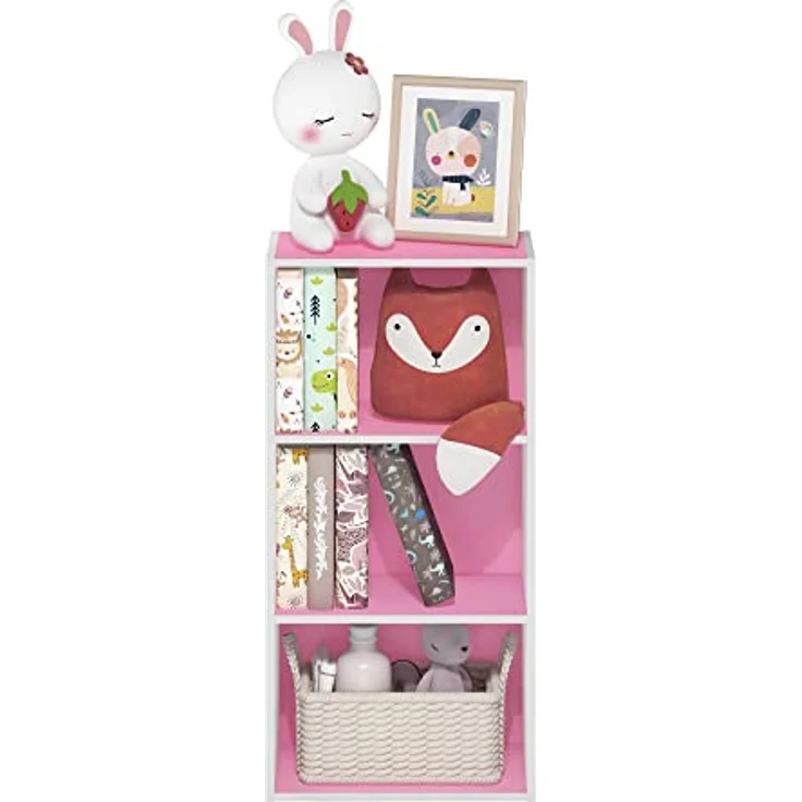Furinno Luder 3-stufiges Bücherregal mit offenem Regal, Rosa/Weiß – Bild 5