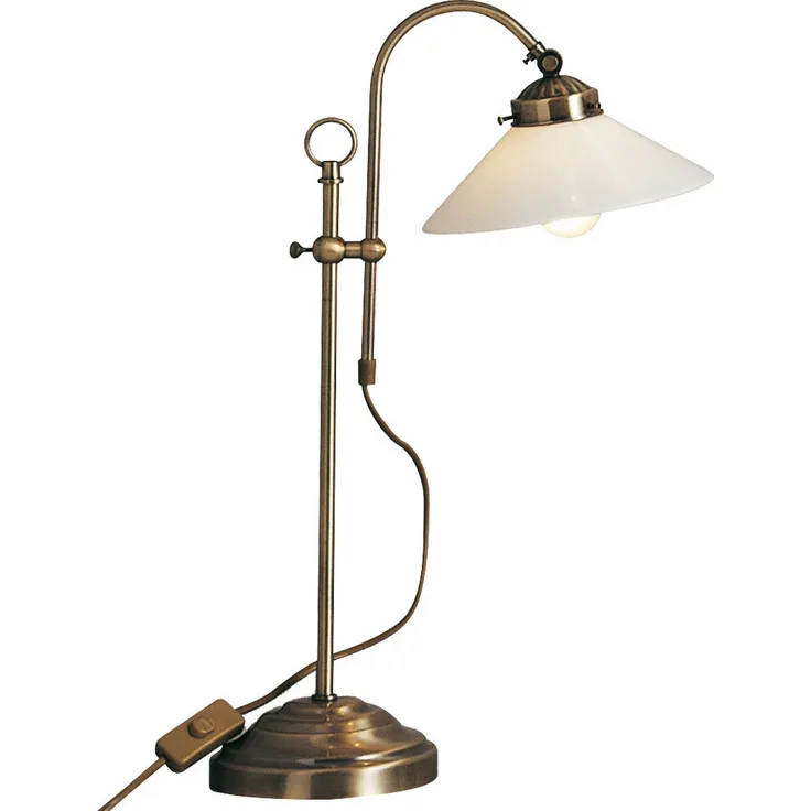 Globo Lighting LED Tischlampe, Glasschirm, altmessing, Höhenverstellbar, 54 cm, inklusive 3W LED Leuchtmittel