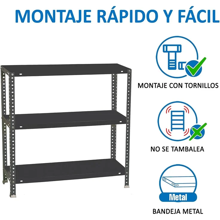 Simon Rack Metallregale, 1000 x 900 x 400 mm, 3 Metallböden, 100 kg Biegepunkt, Lagerregal, Anthrazit - Comfort – Bild 6