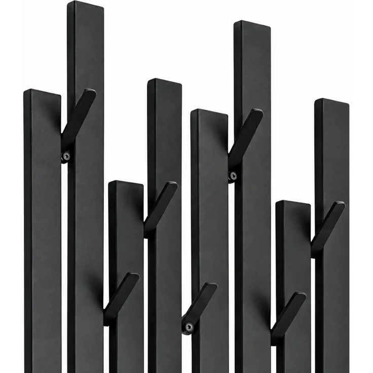 DanDiBo Garderobe Wand Schwarz Metall 96612 / 96782 Wandgarderobe mit 18 Haken Schmal Flurgarderobe Modern Hakenleiste Garderobenhaken – Bild 4