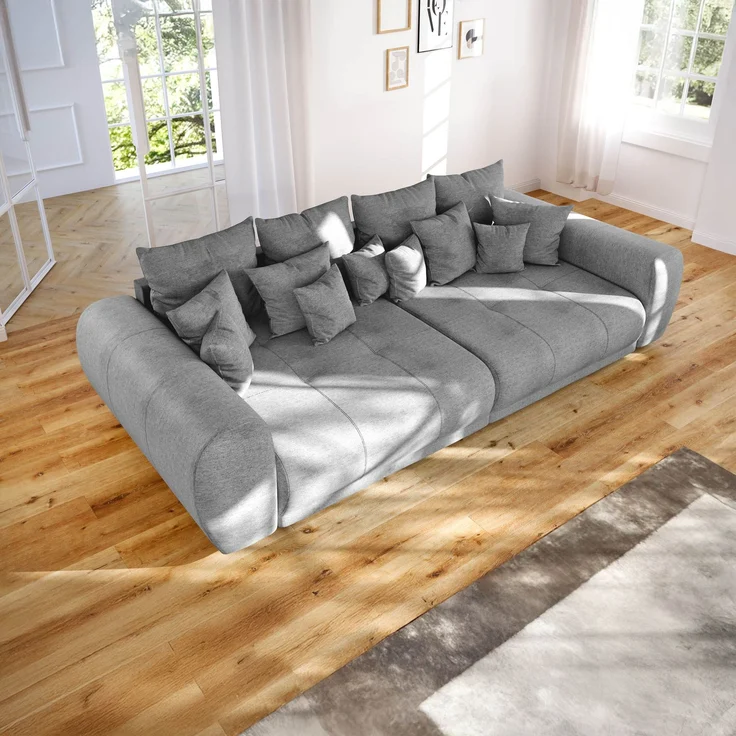 Bigsofa Geflechtstoff 310 x 135 x 86 grau MIRELLA – Bild 4