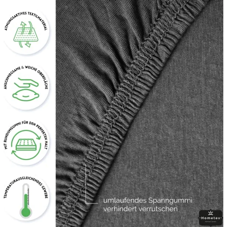 Hometex Premium Textiles Spannbettlaken Premium Boxspringbett Spannbetttuch ideal für Wasserbett und Matratzen, Jersey, Gummizug: Rundumgummizug, Spannbettlaken Premium Qualität 190 g/m², Gekämmte Baumwolle – Bild 8