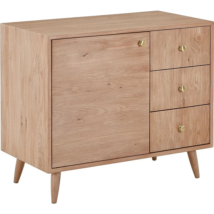Vente-unique - Waschbeckenunterschrank aus Massivholz Eiche - Hell Natur - 93 cm - ZARENO – Bild 3