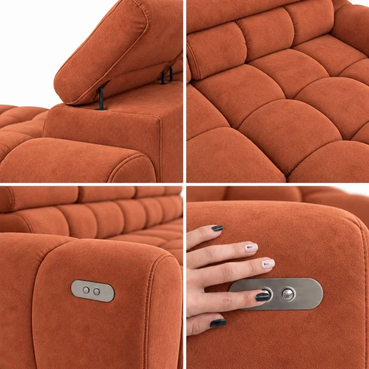 Ecksofa Schlafsofa VELUNIO RELAX in Stoff Salvador Rostbraun Ottomane Rechts – Bild 2