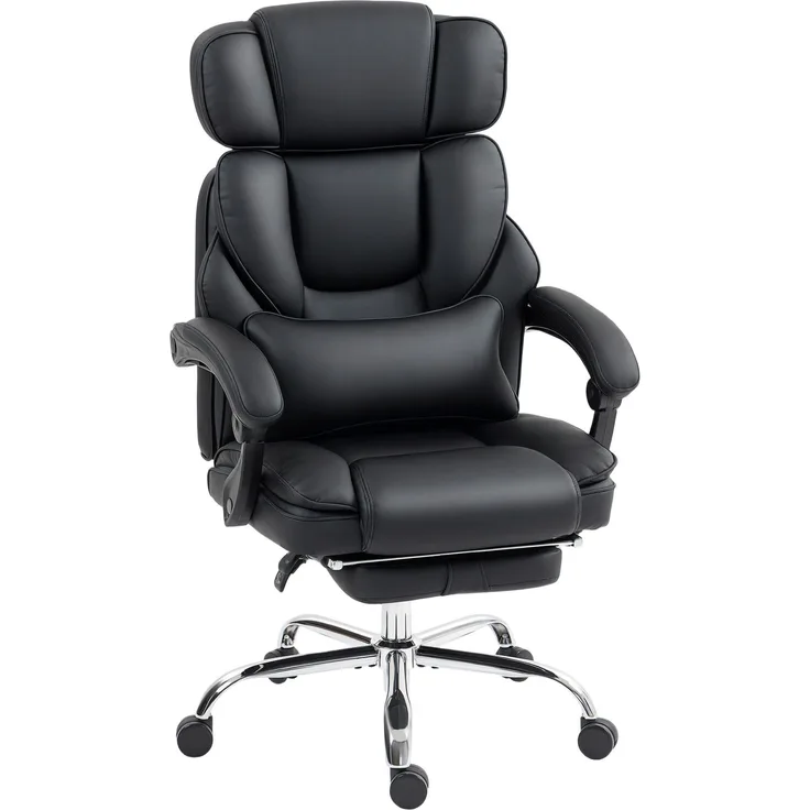 MELAYR, Bürostuhl Ergonomischer Höhenverstellbarer Drehstuhl mit Lendenwirbelstütze, Armlehne, 72 x 69 x 126 cm, Schwarz