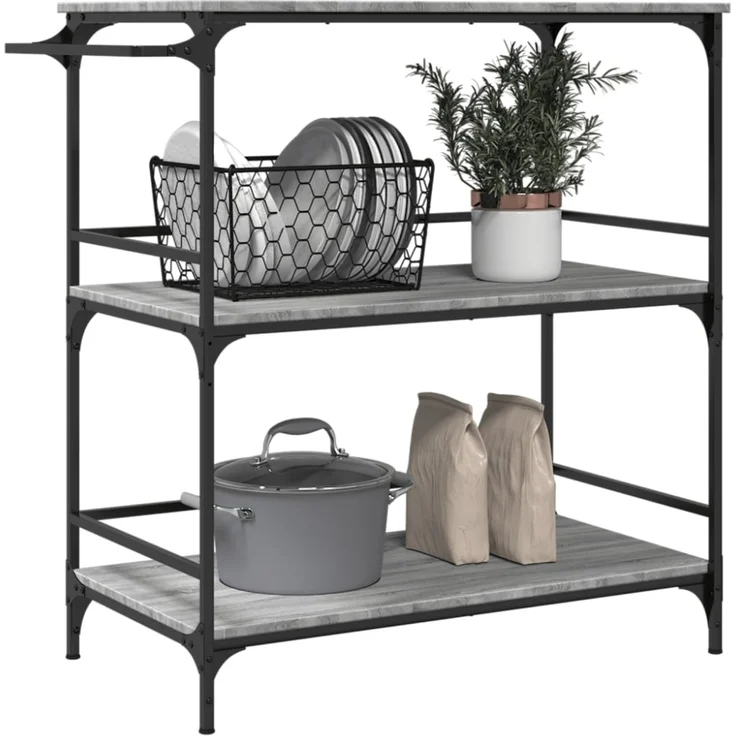 vidaXL Küchenwagen Grau Sonoma 100,5x50x105 cm Holzwerkstoff 842334 – Bild 5