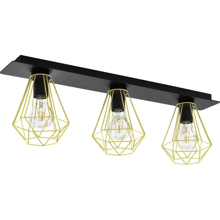 Eglo 43655 Deckenleuchte TARBES 2 E27 3X40W Stahl schwarz, messing L:77cm B:17,5cm H:24,5cm dimmbar