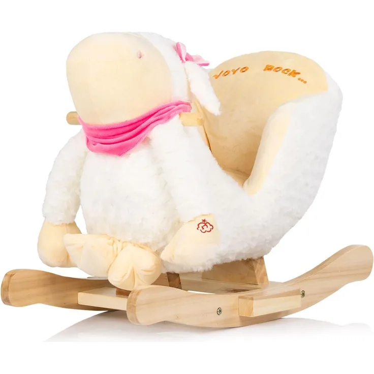 Chipolino Schaukeltier Sitz Musik Holz Plüsch Handgriffe Fußstütze ab 10 Monate weiß