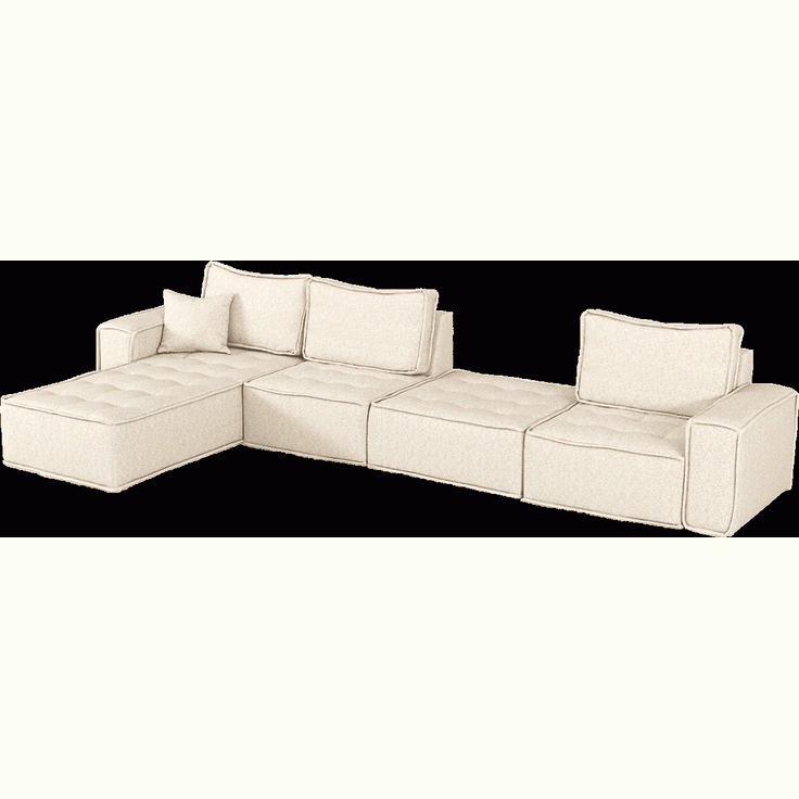 Wohnlandschaft Sofa U-Form Modulsofa-Set 4-teilig SANDE Stoff Alpine Beige – Bild 7