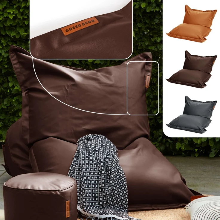 Green Bean® XXL Riesen-Sitzsack aus Kunstleder mit EPS Perlen Füllung - 140 x 180 cm 380 Liter - Bean Bag - - Dunkelbraun – Bild 2