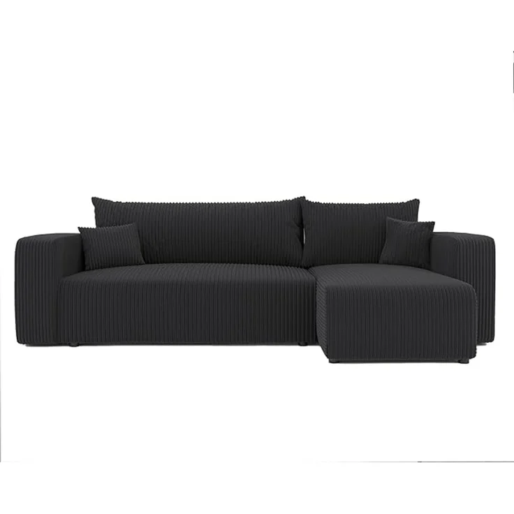 3-Sitzer-Ecksofa mit Schlaffunktion, Stauraum & beidseitig montierbarer Récamiere, Schwarz, 200 x 125 cm – Bild 1