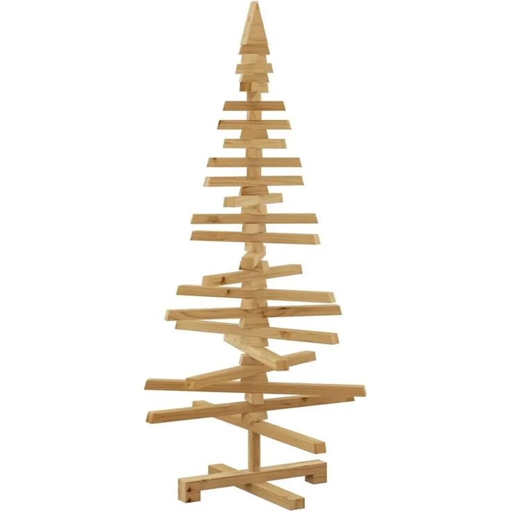 vidaXL Holz Weihnachtsbaum mit Ständer Braun 120 cm Massivholz Kiefer 42016699 – Bild 1